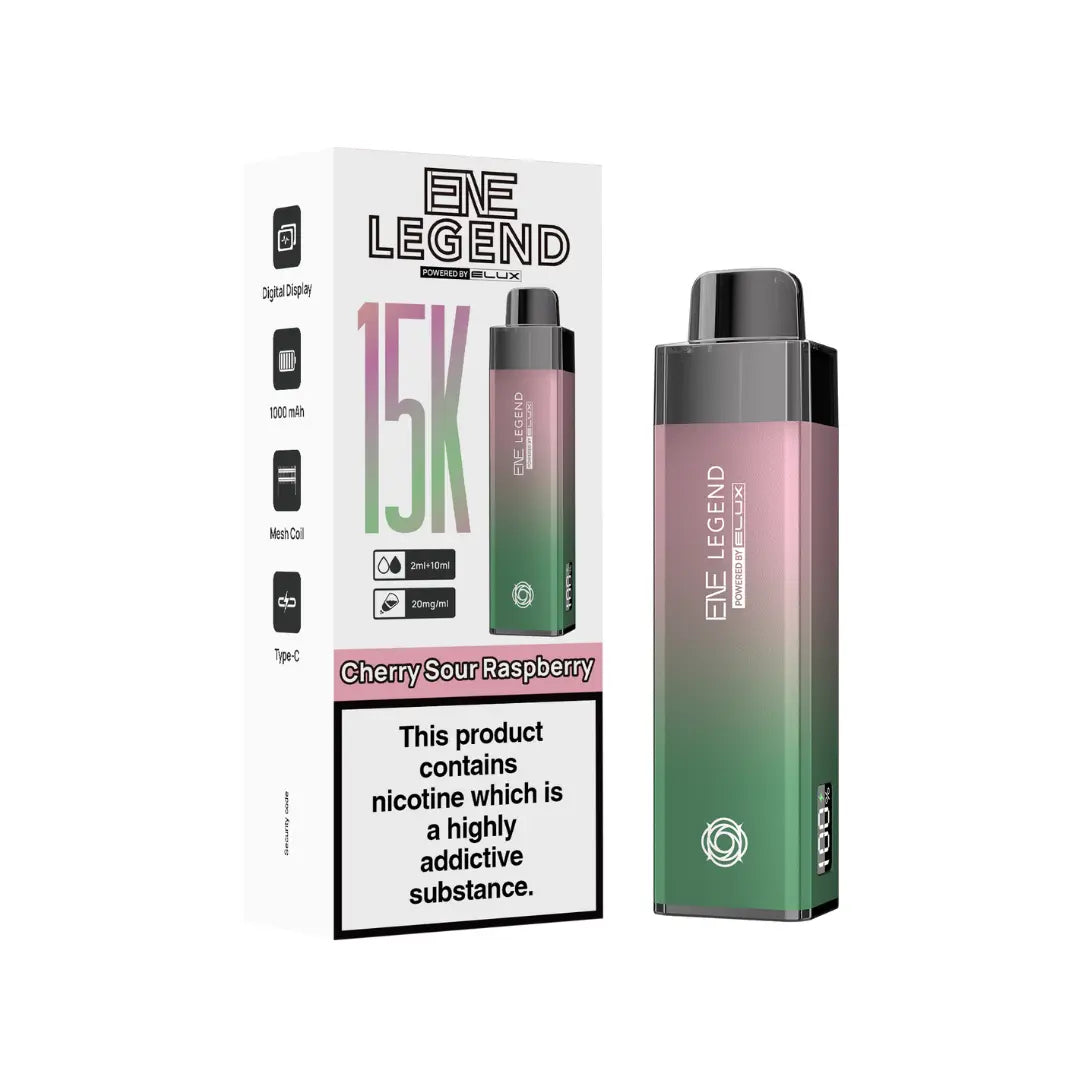 Elux ENE Legend 15K Pod Vape Kit In Cherry Sour Raspberry Colour