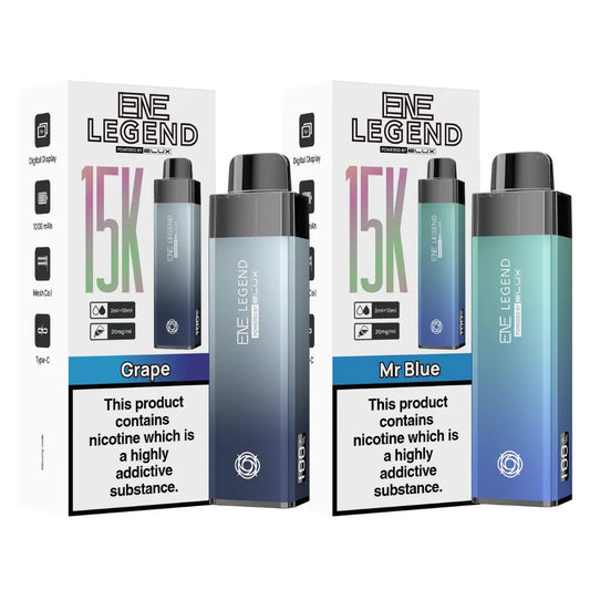 Elux ENE Legend 15K Pod Vape Kit In Grape and Mr. Blue Colour
