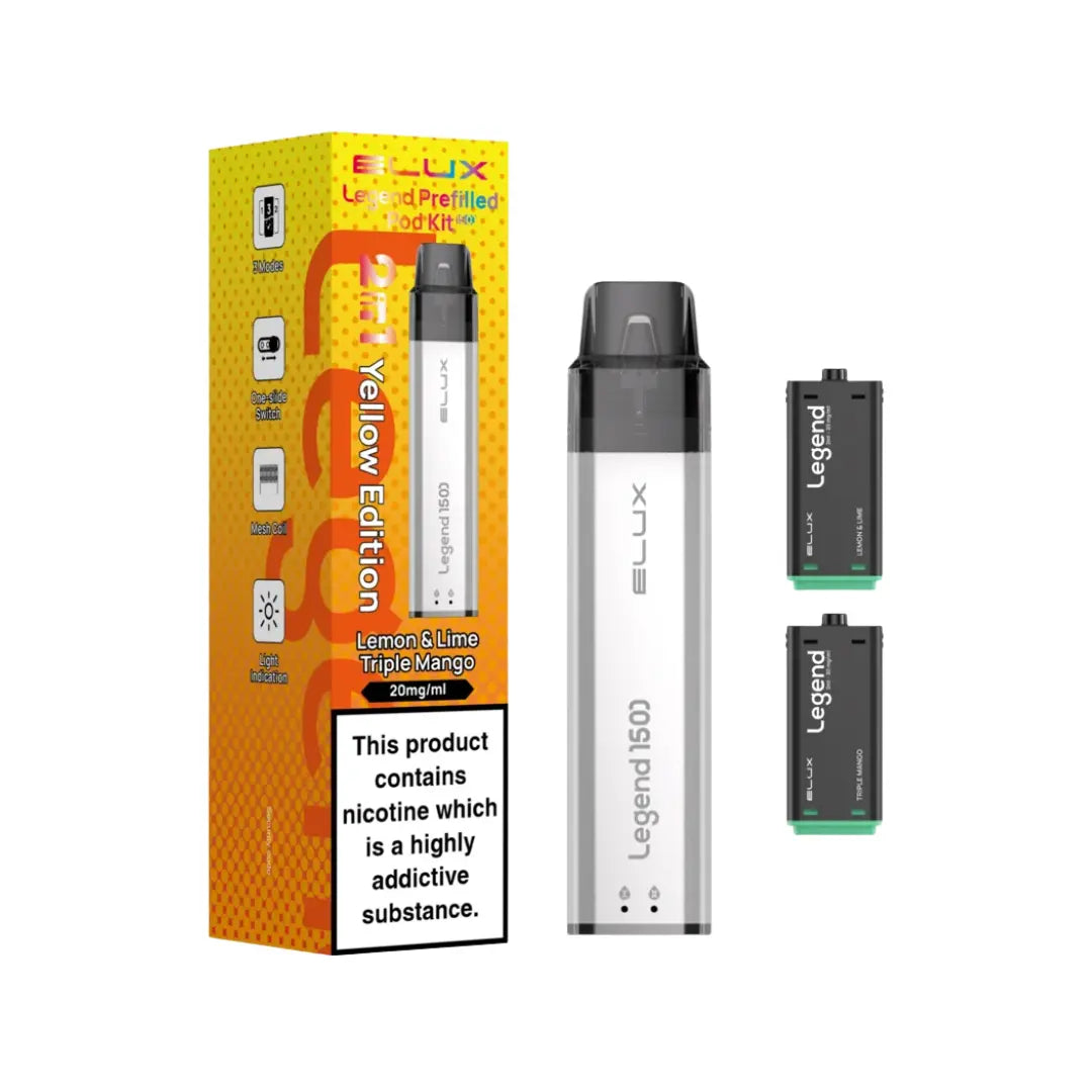 Elux Legend 150 Prefilled Pod Kit Yellow Edition - Lemon and Lime & Triple Mango Flavour 