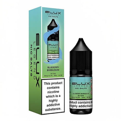 Elux Legend Nic Salt E Liquid 10ml Box of 10, Blueberry Bubblegum Flavour