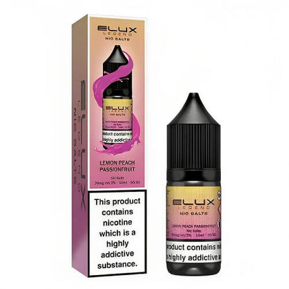 Elux Legend Nic Salt E Liquid 10ml Box of 10, Lemon Peach Passionfruit Flavour
