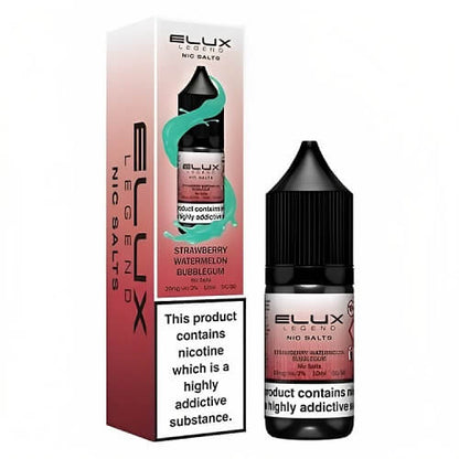 Elux Legend Nic Salt E Liquid 10ml Box of 10, Strawberry Watermelon Bubblegum Flavour