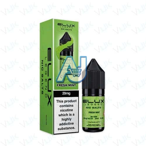 Elux Nic Salt E Liquid Box of 10, Fresh Mint Flavour