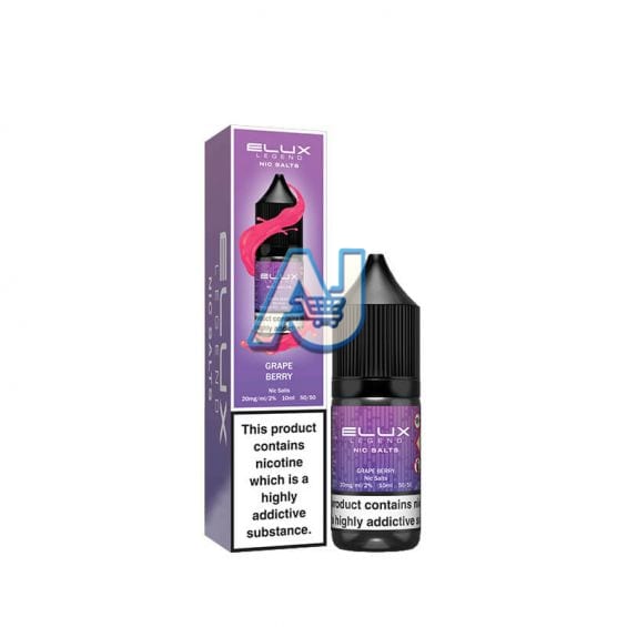 Elux Nic Salt E Liquid Box of 10, Grape Berry Flavour
