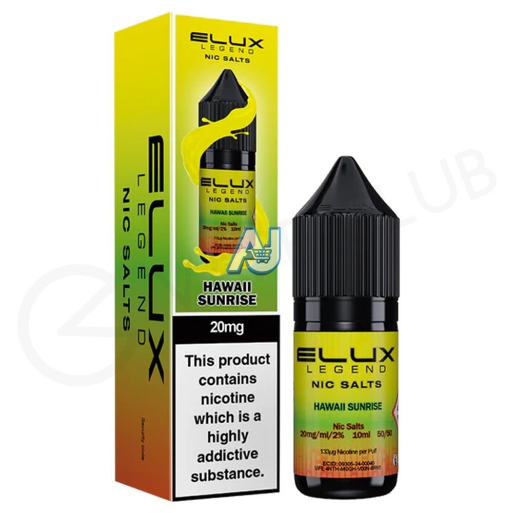 Elux Nic Salt E Liquid Box of 10, Hawaii Sunrise Flavour