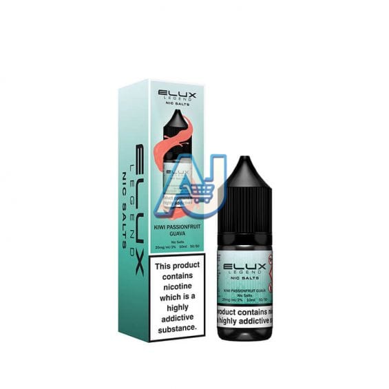 Elux Nic Salt E Liquid Box of 10, Kiwi Passion Fruit Guava Flavour