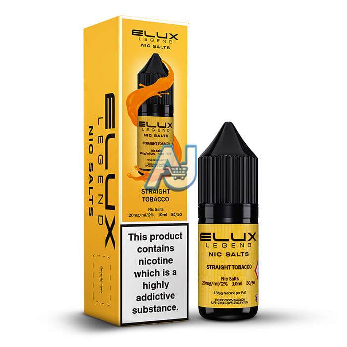 Elux Nic Salt E Liquid Box of 10, Straight Tobacco Flavour