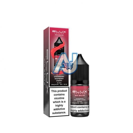 Elux Nic Salt E Liquid Box of 10, Strawberry Raspberry Cherry Flavour