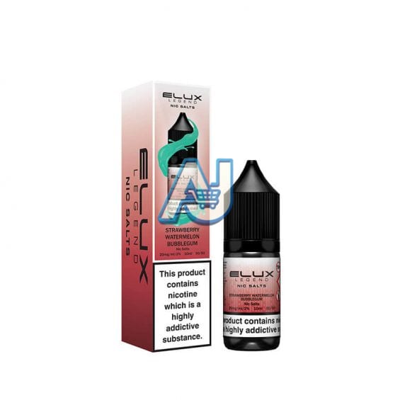 Elux Nic Salt E Liquid Box of 10, Strawberry Watermelon Bubblegum Flavour