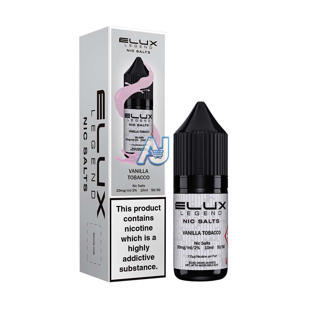 Elux Nic Salt E Liquid Box of 10, Vanilla Tobacco Flavour