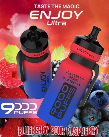 Enjoy Ultra 9000 Puffs Prefilled Vape Pod Kit Box of 10, Blueberry Sour Raspberry Flavour