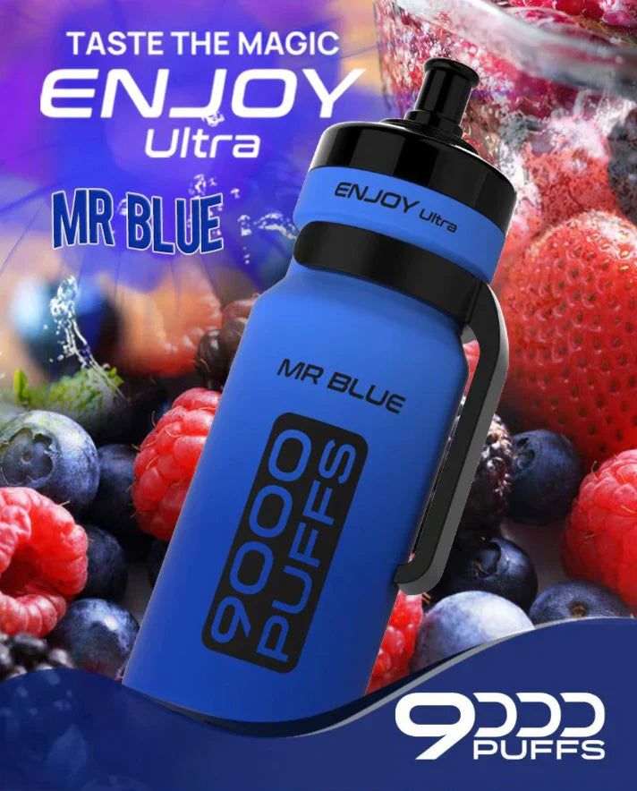 Enjoy Ultra 9000 Puffs Prefilled Vape Pod Kit Box of 10, Mr Blue Flavour