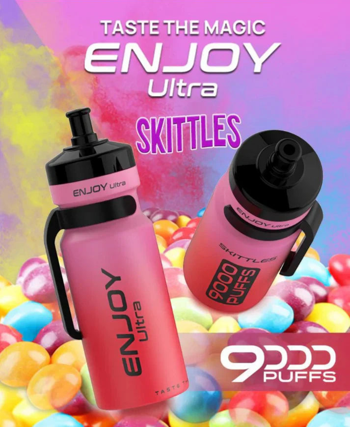 Enjoy Ultra 9000 Puffs Prefilled Vape Pod Kit Box of 10, Skittles Flavour