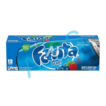 12 Caffine Free Soda Cans, Berry Flavour