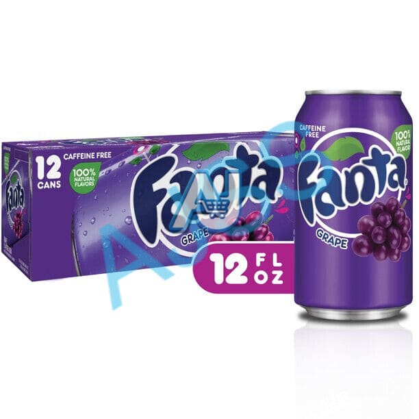 12 Fanta Caffine Free Soda Cans, Grape  Flavour, Aj Superstore