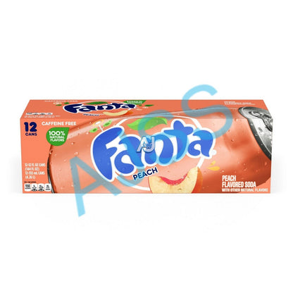 12 Caffine Free Soda Cans, Peach Flavour
