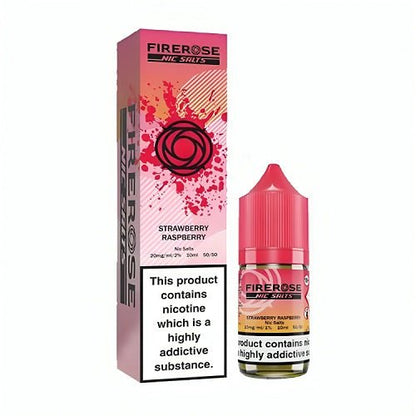 Firerose 5000 10ml Nic Salt E Liquid Pack of 10, Strawberry Raspberry Flavour