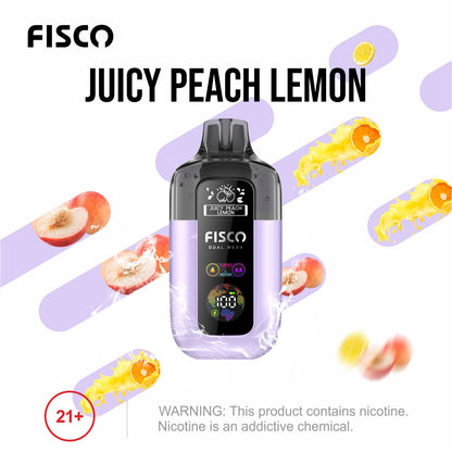 Fisco Point Pro 7000 Puff Prefilled Pod Kit Box of 5, Juicy Peach Lemon Flavour