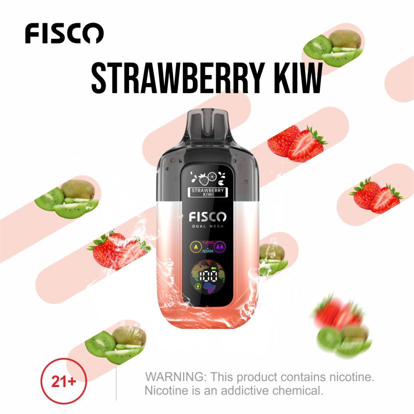 Fisco Point Pro 7000 Puff Prefilled Pod Kit Box of 5, Strawberry Kiw Flavour