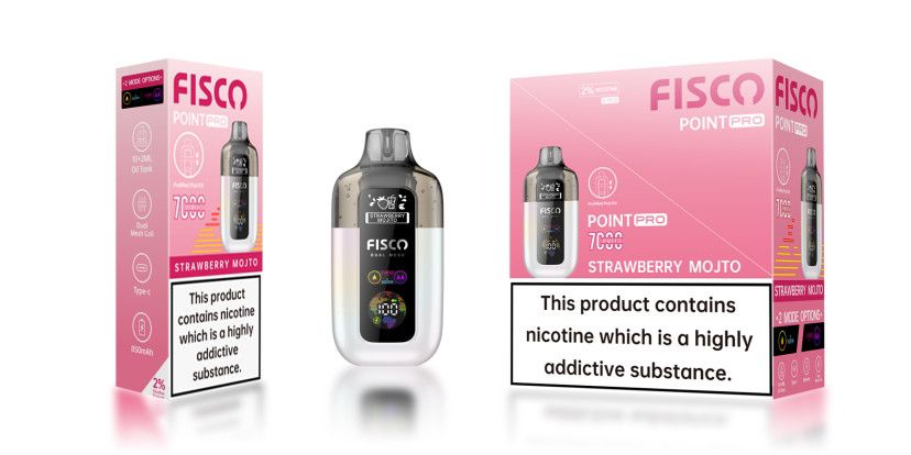 Fisco Point Pro 7000 Puff Prefilled Pod Kit Box of 5, Strawberry Mojto Flavour