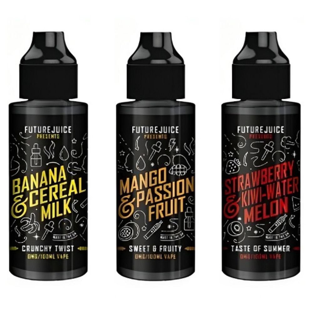 Future Juice 100ml Shortfil E Liquid, Banana Cereal Milk, Mango Passion Fruit, Strawberry Kiwi Water Melon Flavour