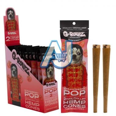 G Rollz Hemp Blunt Cones 2 Pack, Strawberry Pop Flavour