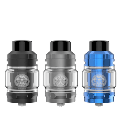 Three GeekVape Z Sub-Ohm Tanks in black, grey, and blue