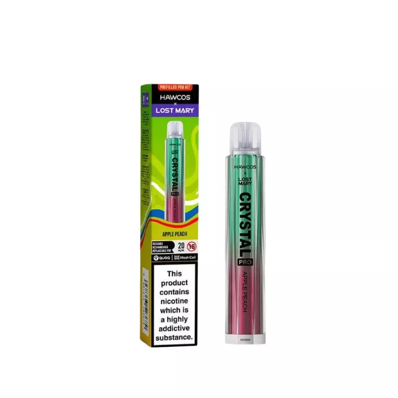 Lost Mary X Hawcos Crystal Pro Prefilled Pod Kit - Apple Peach Flavour.