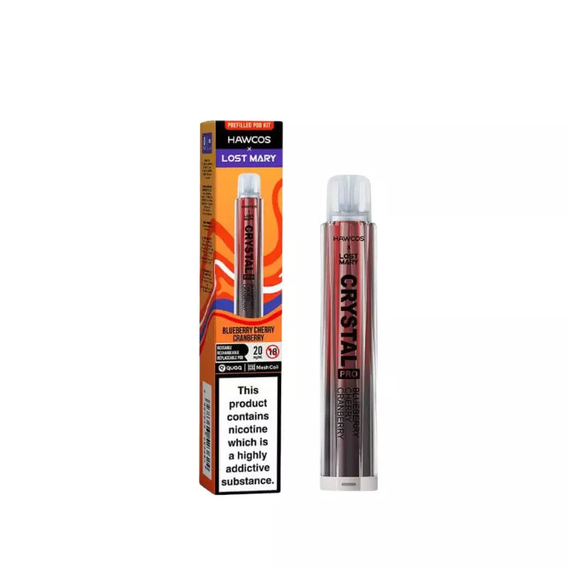 Lost Mary X Hawcos Crystal Pro Prefilled Pod Kit - Blueberry Cherry Cranberry Flavour.