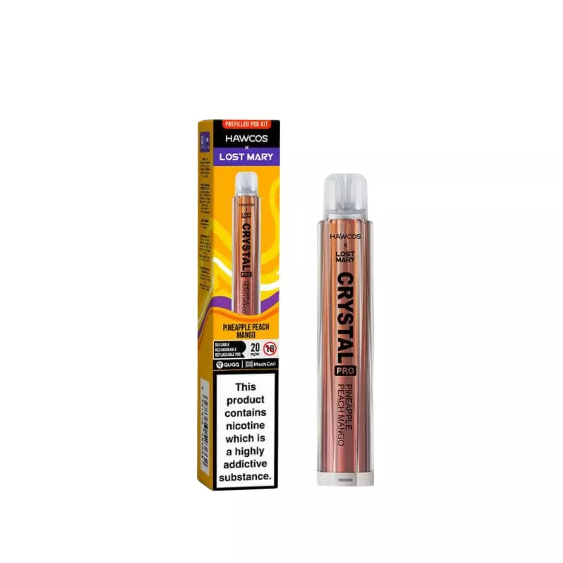 Lost Mary X Hawcos Crystal Pro Prefilled Pod Kit - Pineapple Peach Mango Flavour.