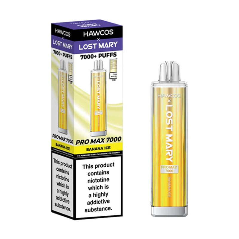 Hawcos x Lost Mary Pro Max 7000 Prefilled Vape Kit Box of 10, Banana Ice Flavour