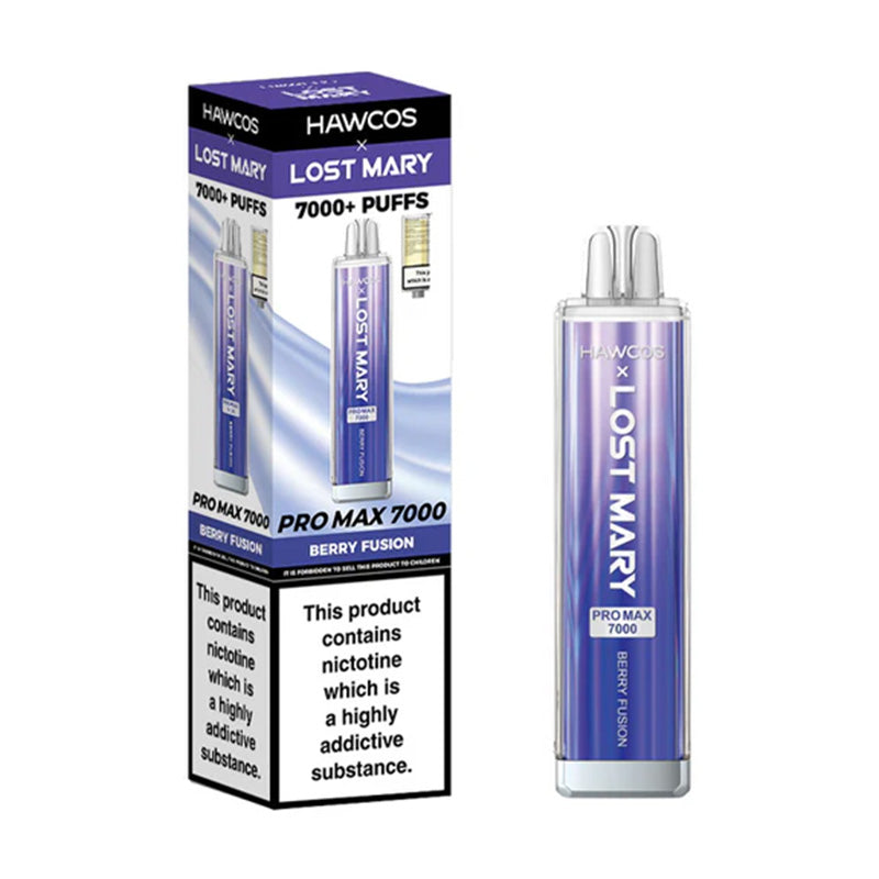 Hawcos x Lost Mary Pro Max 7000 Prefilled Vape Kit Box of 10, Berry Fusion Flavour