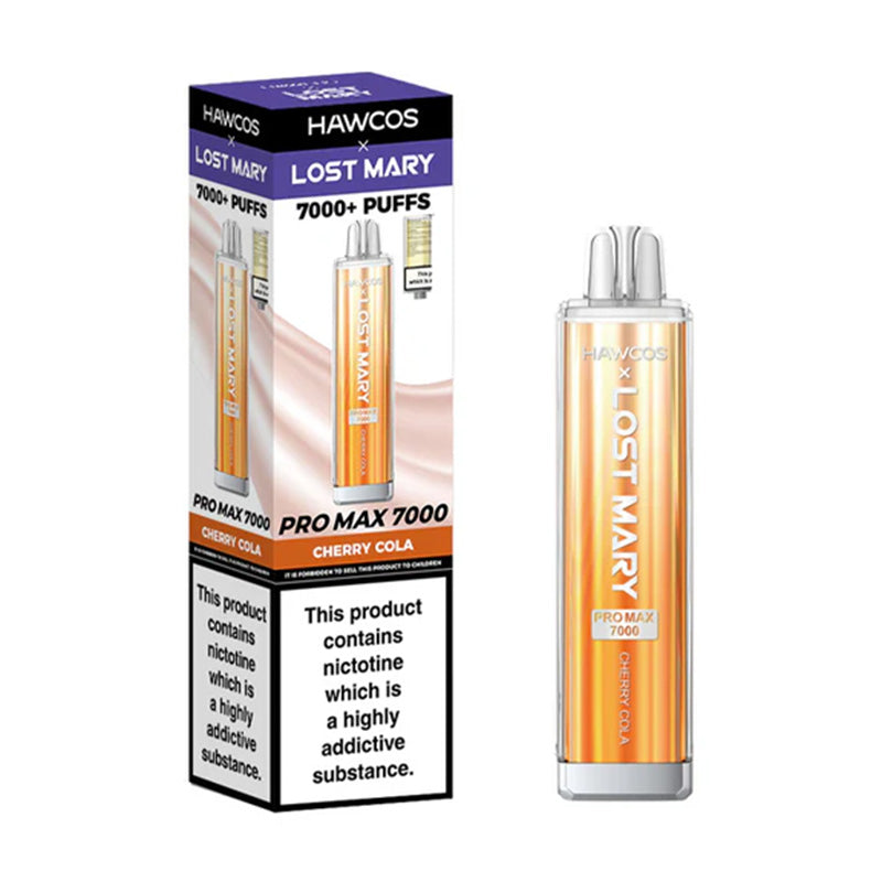 Hawcos x Lost Mary Pro Max 7000 Prefilled Vape Kit Box of 10, Cherry Cola Flavour
