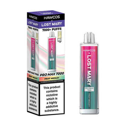 Hawcos x Lost Mary Pro Max 7000 Prefilled Vape Kit Box of 10, Fruit Medely Flavour