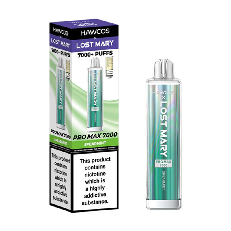 Hawcos x Lost Mary Pro Max 7000 Prefilled Vape Kit Box of 10, Spear Mint Flavour