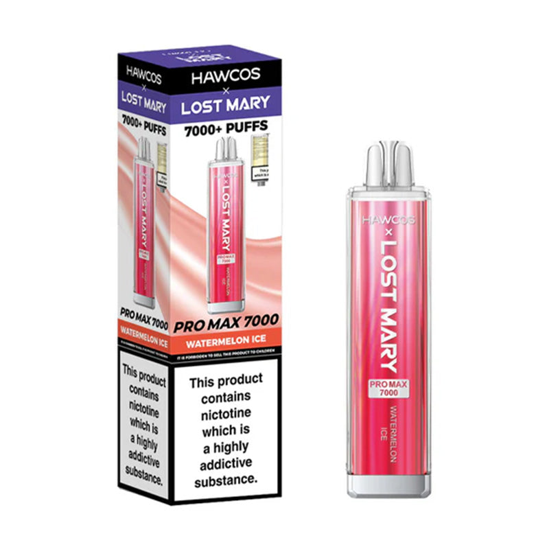 Hawcos x Lost Mary Pro Max 7000 Prefilled Vape Kit Box of 10, Watermelon Ice Flavour