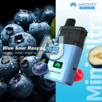 Hayati Mini Ultra 1500 Pre filled Vape Kit 20MG, Blue Sour Raspberry Flavor