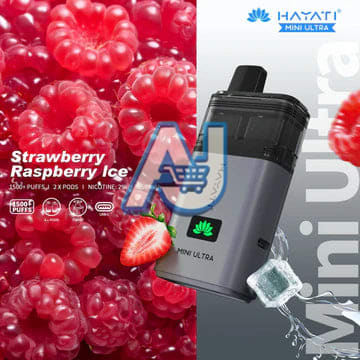Hayati Mini Ultra 1500 Pre filled Vape Kit 20MG, Strawberry Raspberry Flavor