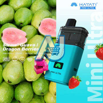 Hayati Mini Ultra 1500 Pre filled Vape Kit 20MG, Straw Guava, Dragon Berries Flavor