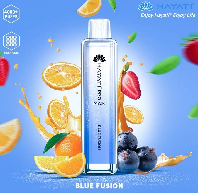 Hayati Pro Max 4000 Puffs Prefilled Vape Pod Kit Box of 10, Blue Fusion Flavor