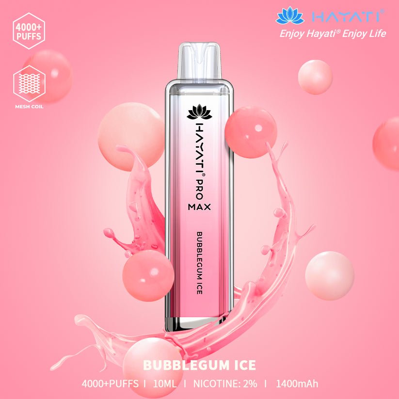 Hayati Pro Max 4000 Puffs Prefilled Vape Pod Kit Box of 10, Bubblegum Ice Flavor