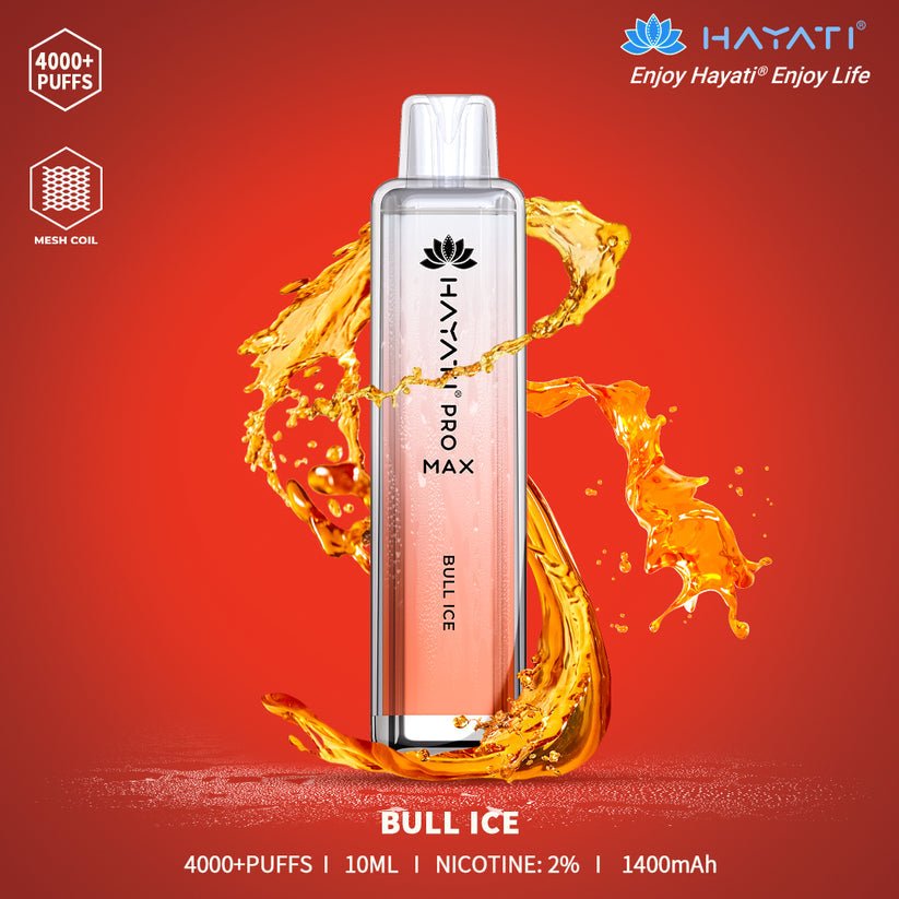 Hayati Pro Max 4000 Puffs Prefilled Vape Pod Kit Box of 10, Bull Ice Flavor