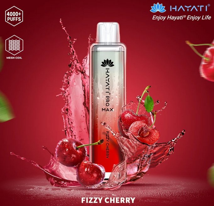 Hayati Pro Max 4000 Puffs Prefilled Vape Pod Kit Box of 10, Fizzy Cherry Flavor