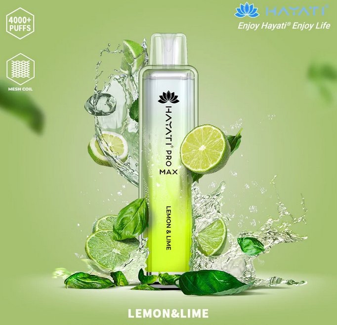 Hayati Pro Max 4000 Puffs Prefilled Vape Pod Kit Box of 10, Lemon Lime Flavor
