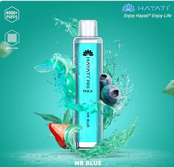 Hayati Pro Max 4000 Puffs Prefilled Vape Pod Kit Box of 10, Mr Blue Flavor