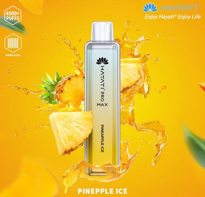 Hayati Pro Max 4000 Puffs Prefilled Vape Pod Kit Box of 10, Pineapple Ice Flavor