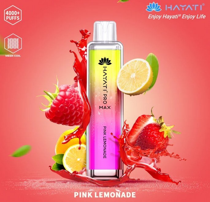 Hayati Pro Max 4000 Puffs Prefilled Vape Pod Kit Box of 10, Pink Lemonade Flavor
