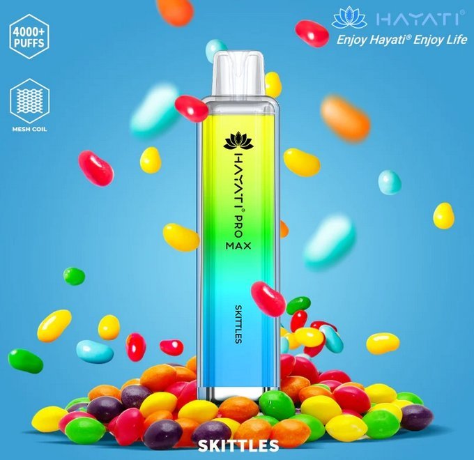 Hayati Pro Max 4000 Puffs Prefilled Vape Pod Kit Box of 10, Skittles Flavor
