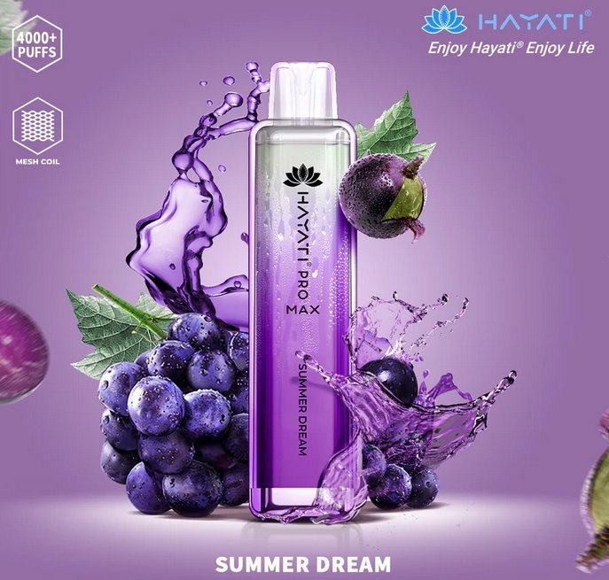 Hayati Pro Max 4000 Puffs Prefilled Vape Pod Kit Box of 10, Summer Dream Flavor