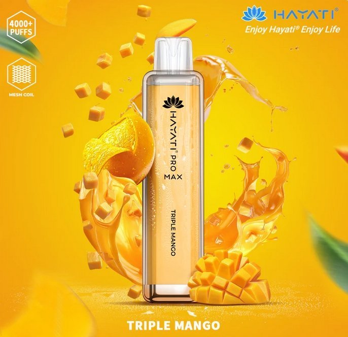 Hayati Pro Max 4000 Puffs Prefilled Vape Pod Kit Box of 10, Triple Mango Flavor